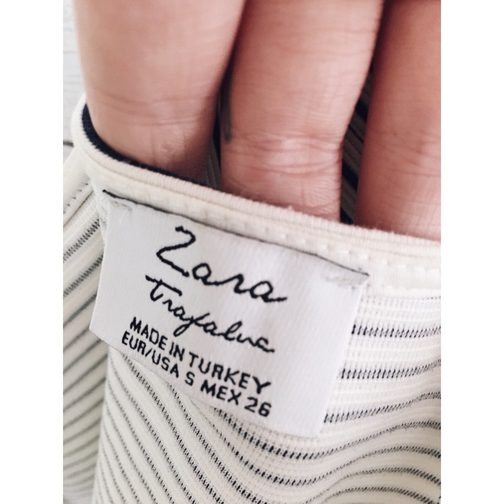 Zara | Blue Striped Criss Cross Button Tank Top - Picture 4 of 6